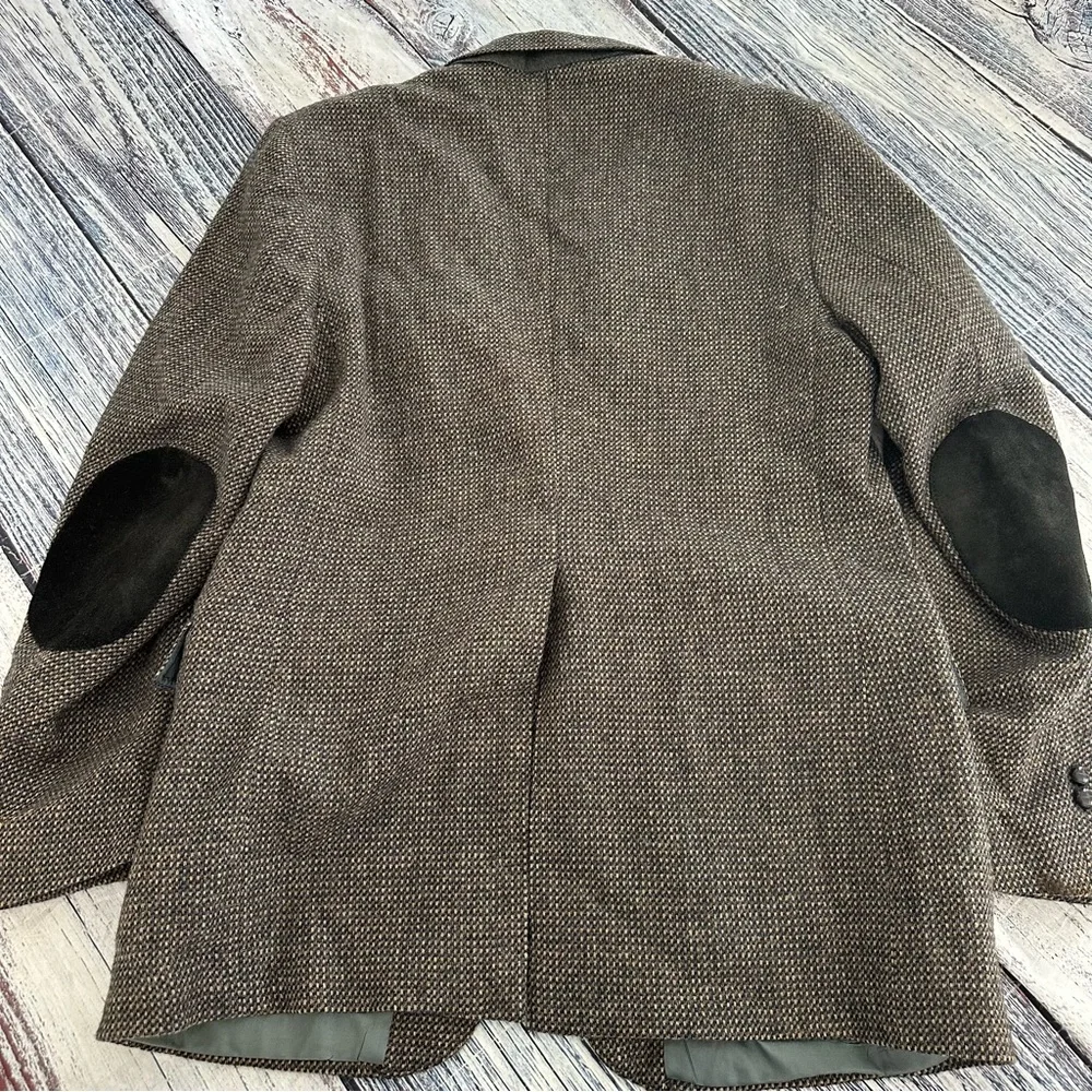 Vintage Ejoven Wool Men's Textured Blazer With Suede Elbow Patches